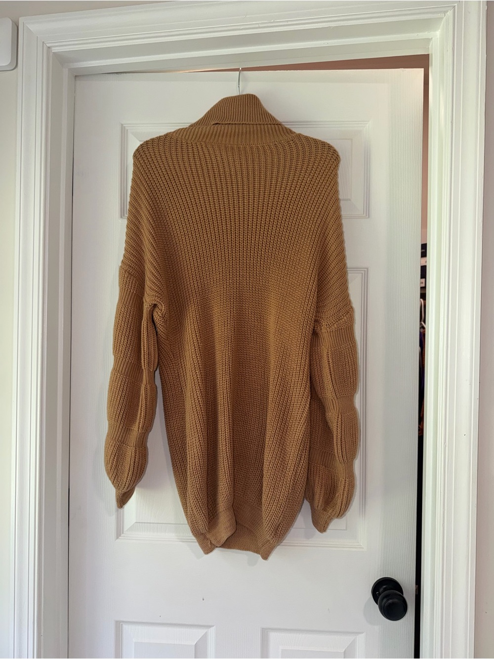 Fashion Nova Oversized Chunky Knit Cardigan in Camel Brown